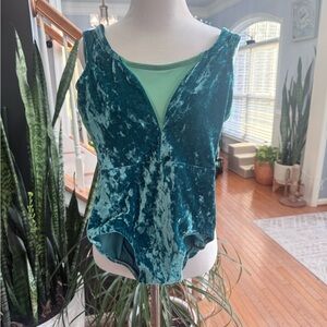 Velvet Teal Sleeveless Leotard